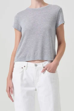 Outlet AGOLDE ADINE SHRUNKEN TEE GreyHeather