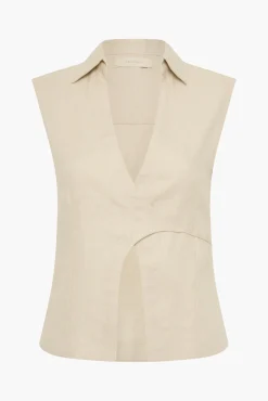 Best FAITHFULL THE BRAND ANTIBES SLEEVELESS WRAP SHIRT Sand