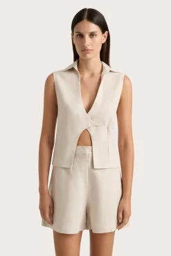 Best FAITHFULL THE BRAND ANTIBES SLEEVELESS WRAP SHIRT Sand