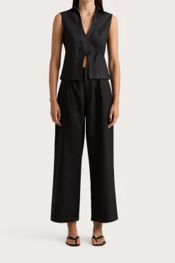 Shop FAITHFULL THE BRAND ANTIBES SLEEVELESS WRAP SHIRT Black