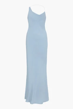 Shop ST. AGNI ASYMMETRICAL DRAPE MAXI DRESS StoneBlue