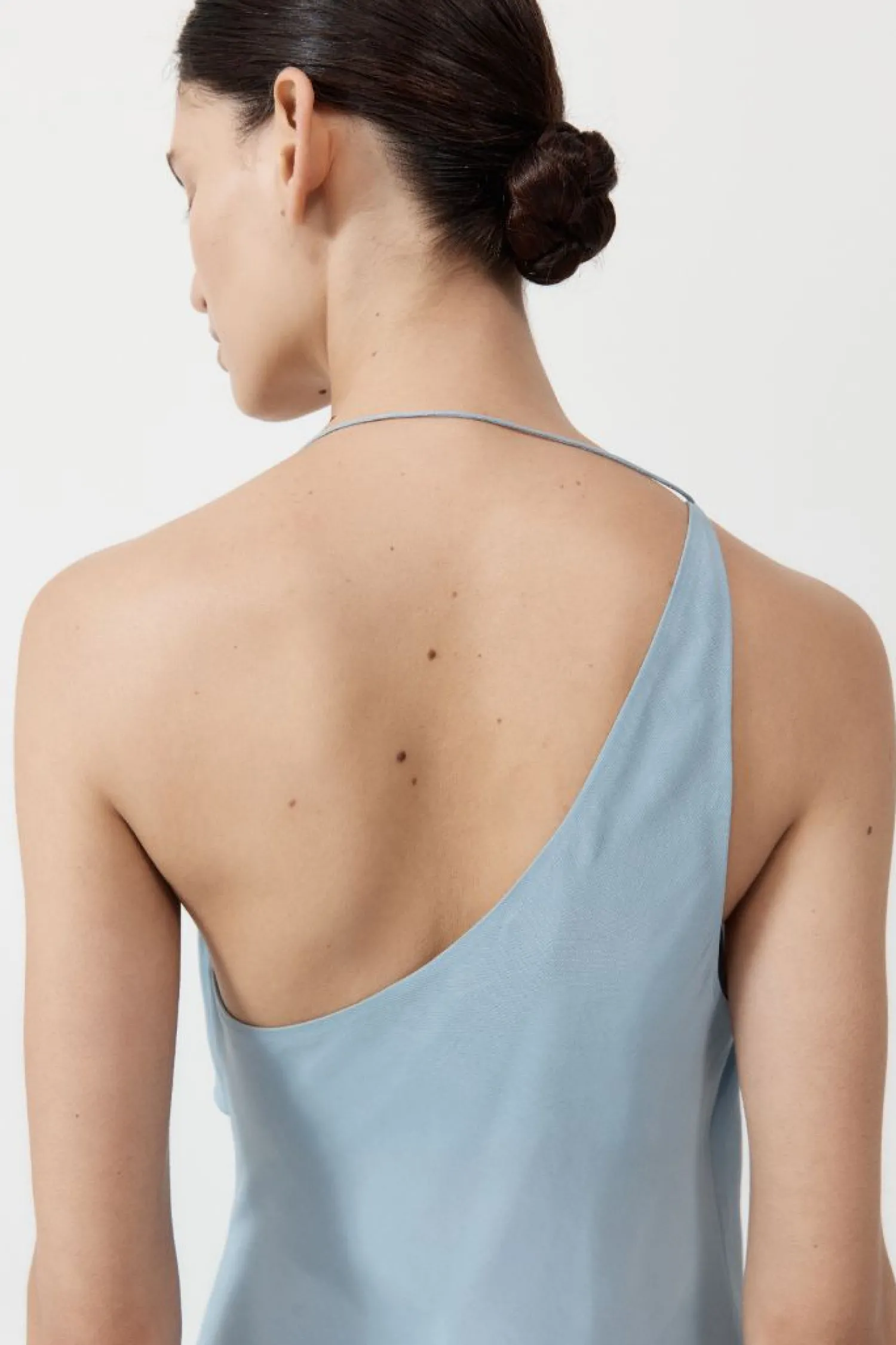 Shop ST. AGNI ASYMMETRICAL DRAPE MAXI DRESS StoneBlue