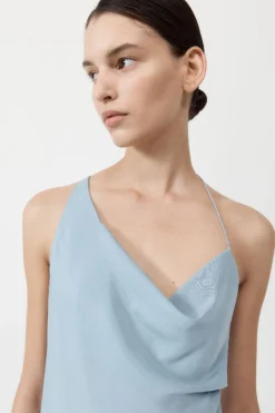 Shop ST. AGNI ASYMMETRICAL DRAPE MAXI DRESS StoneBlue