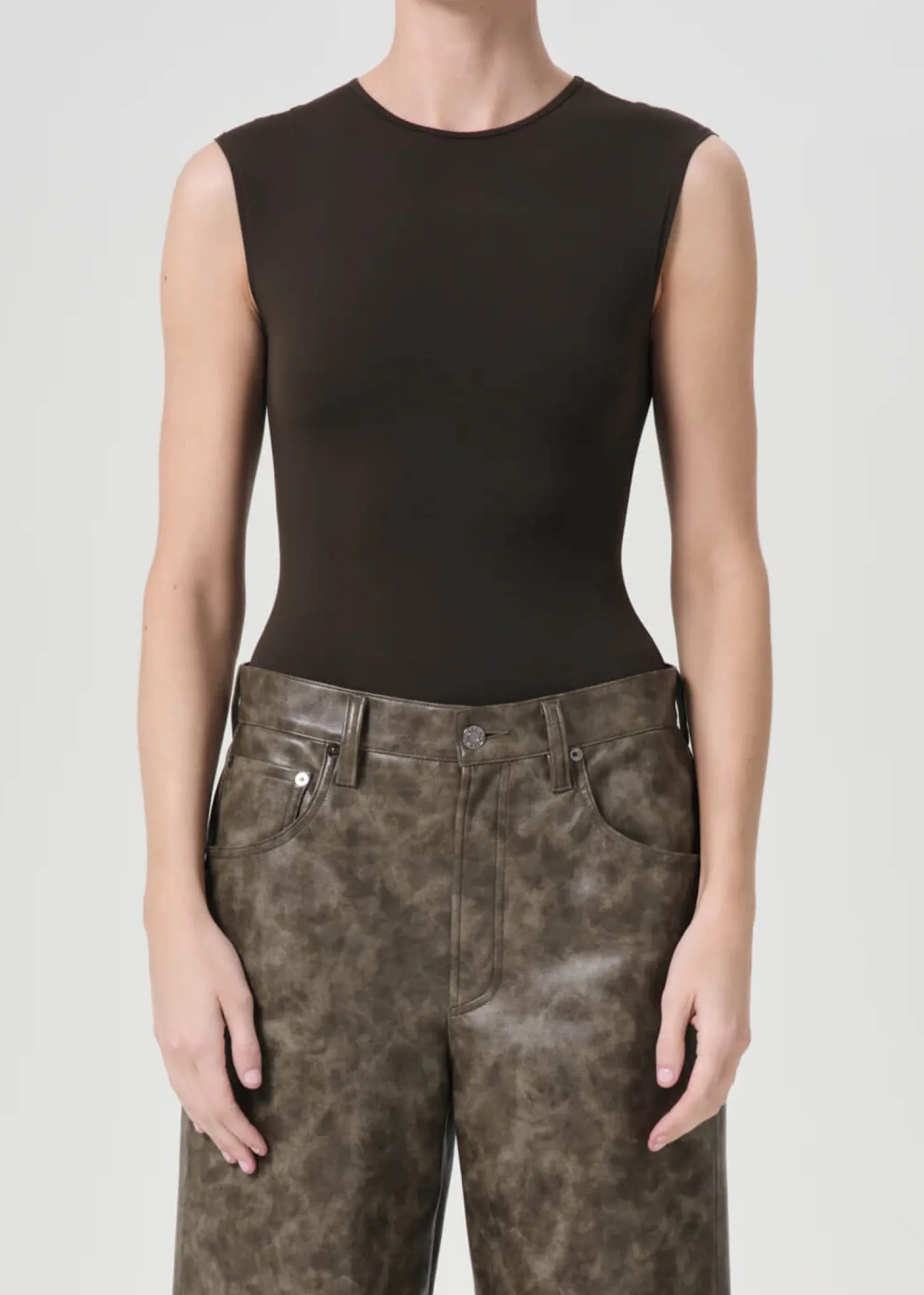 Shop AGOLDE AURA SLEEVELESS BODYSUIT Potion
