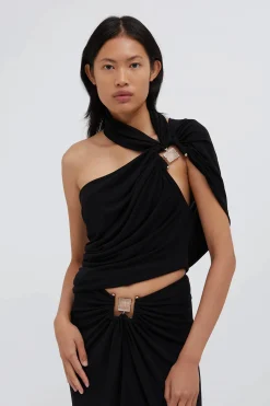 Cheap CHRISTOPHER ESBER BEZEL QUARTZ HALTER TOP Black