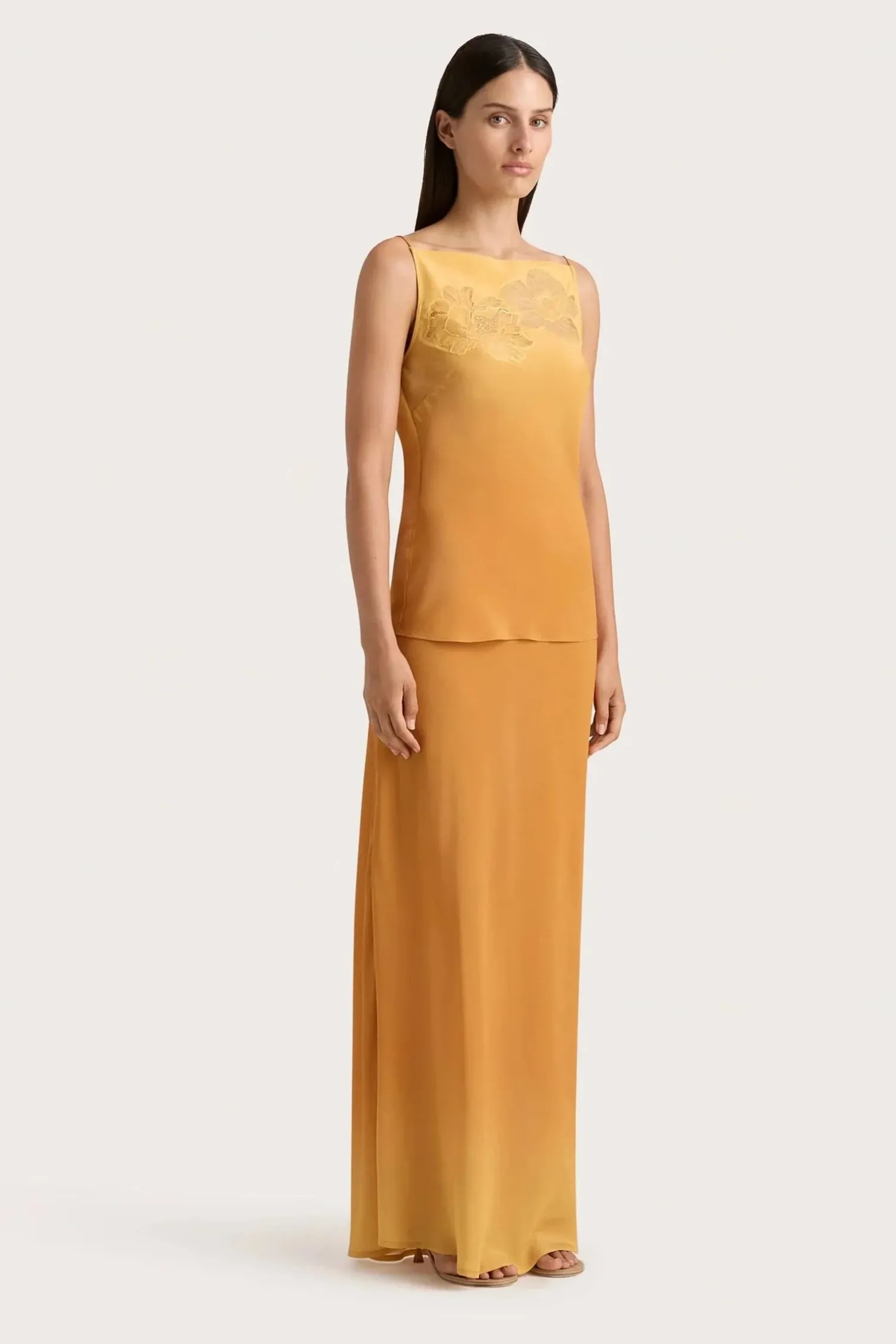 Online FAITHFULL THE BRAND BIARRITZ MAXI SKIRT TerracottaOmbre