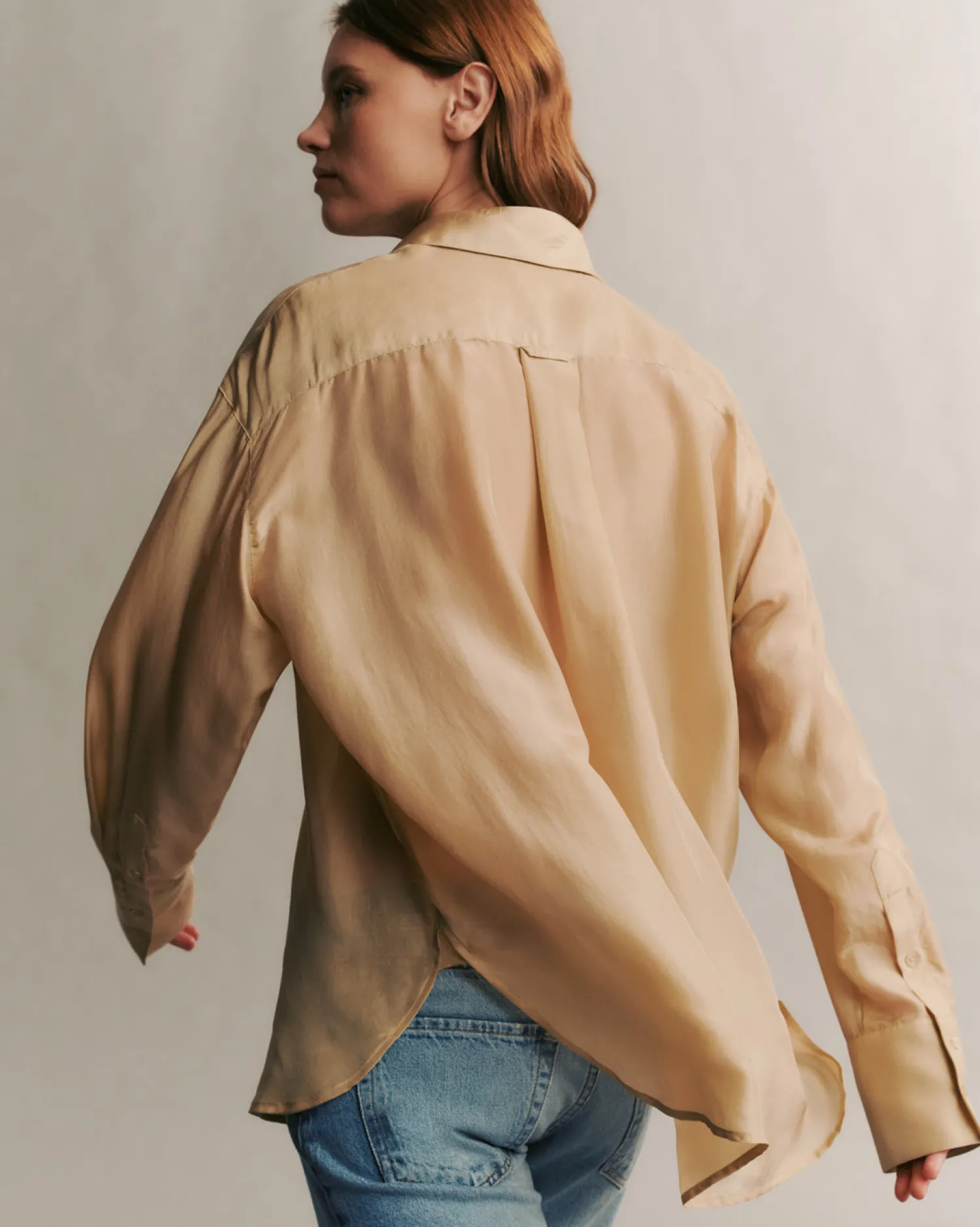 Shop TWP BIG JOE SHIRT Tan