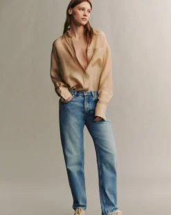 Shop TWP BIG JOE SHIRT Tan