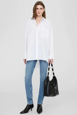 New ANINE BING CHRISSY SHIRT WhiteandTaupe