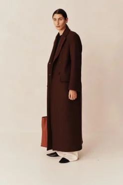 Shop ESSE CLASSICO COAT Chocolate