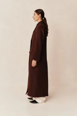 Shop ESSE CLASSICO COAT Chocolate