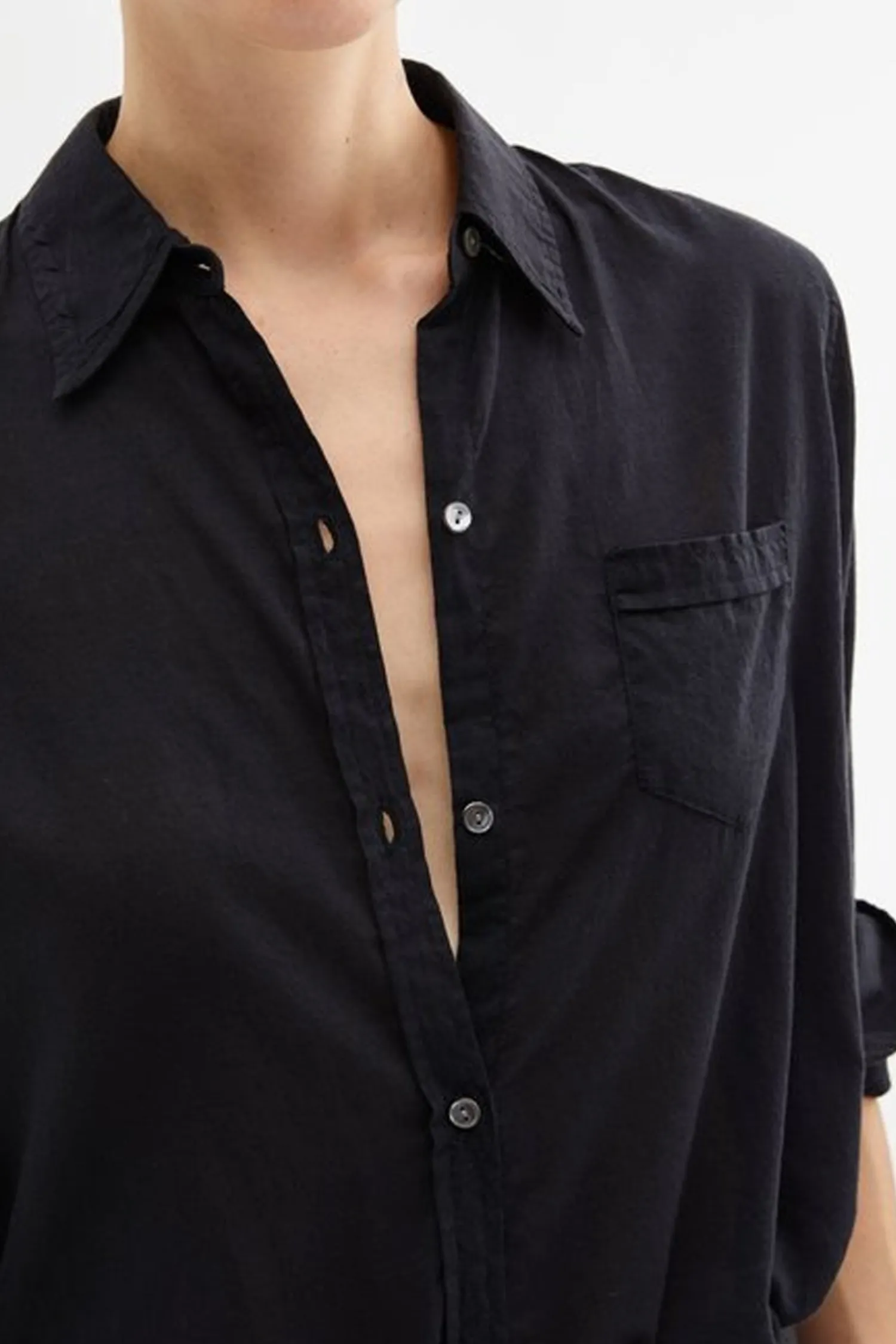 New NILI LOTAN COTTON VOILE NL SHIRT Black