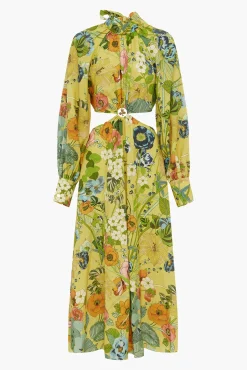 Best ALÉMAIS CRESIDA CUTOUT MIDI DRESS Yellow