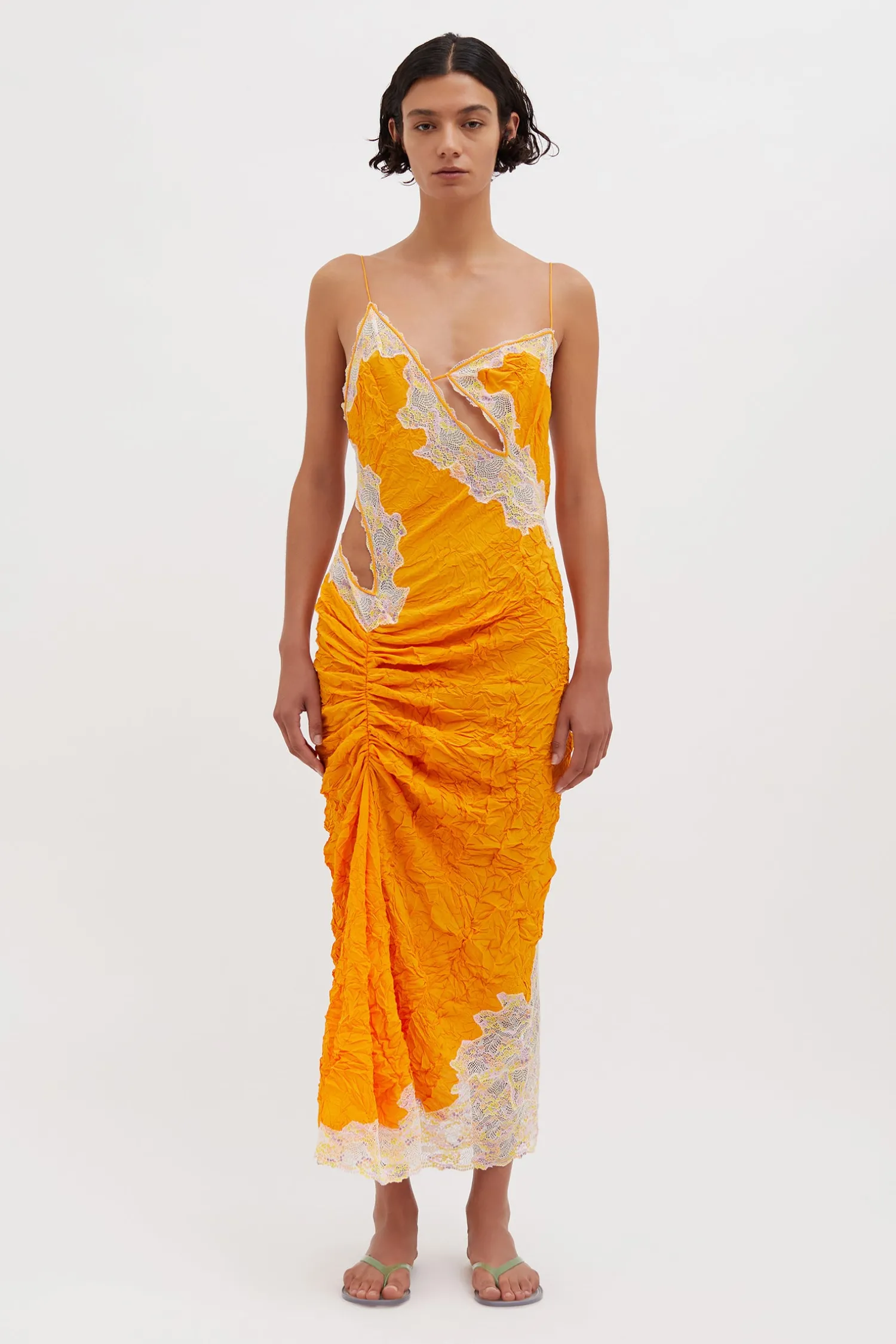Shop CHRISTOPHER ESBER CRIMPED LACE CAMI DRESS