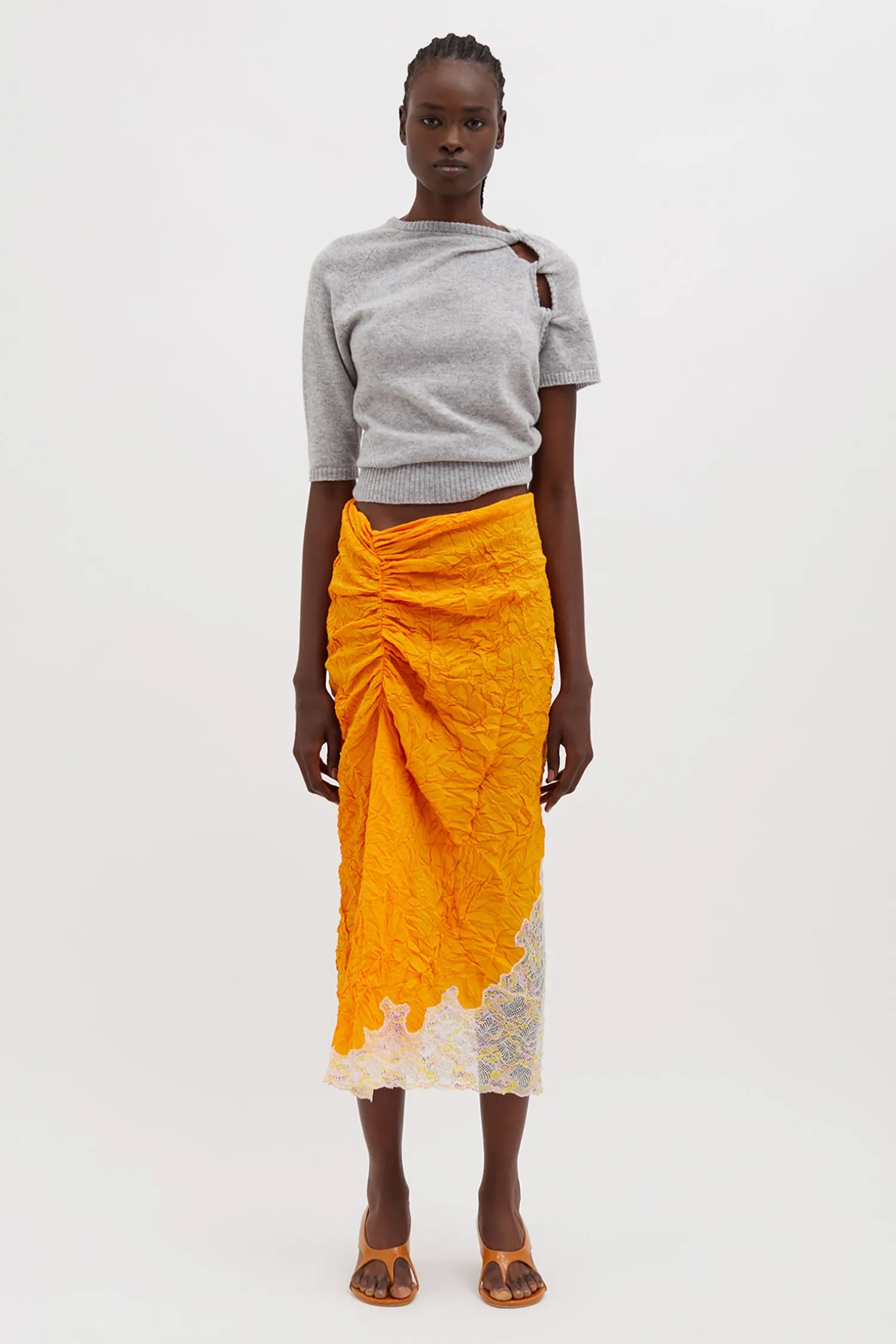 New CHRISTOPHER ESBER CRIMPED LACE SKIRT Valencia/Multi