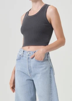 Outlet AGOLDE CROPPED POPPY TANK Raven