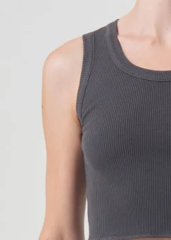 Outlet AGOLDE CROPPED POPPY TANK Raven