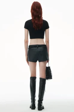 Discount ALEXANDERWANG.T CROPPED SHORT SLEEVE TOP WITH EMBOSSED LOGO