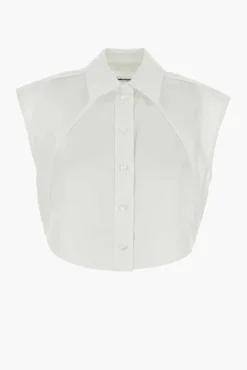 Clearance ALEXANDERWANG.T CROPPED SLEEVELESS BUTTON DOWN WITH PIPING