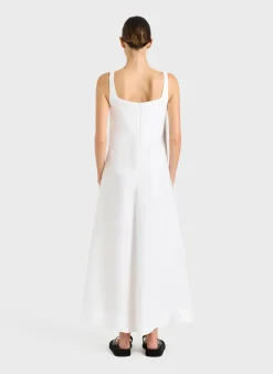 Best Sale BONDI BORN DELPHI ORGANIC LINEN FLARED MAXI DRESS White