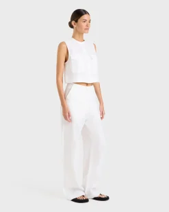 Outlet BONDI BORN DELPHI ORGANIC LINEN TAILORED PANT White