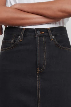 Sale WARDROBE.NYC DENIM COLUMN SKIRT Black