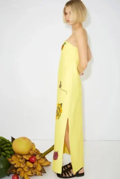 Store ALÉMAIS DIAMOND DANCER MIDI DRESS Yellow