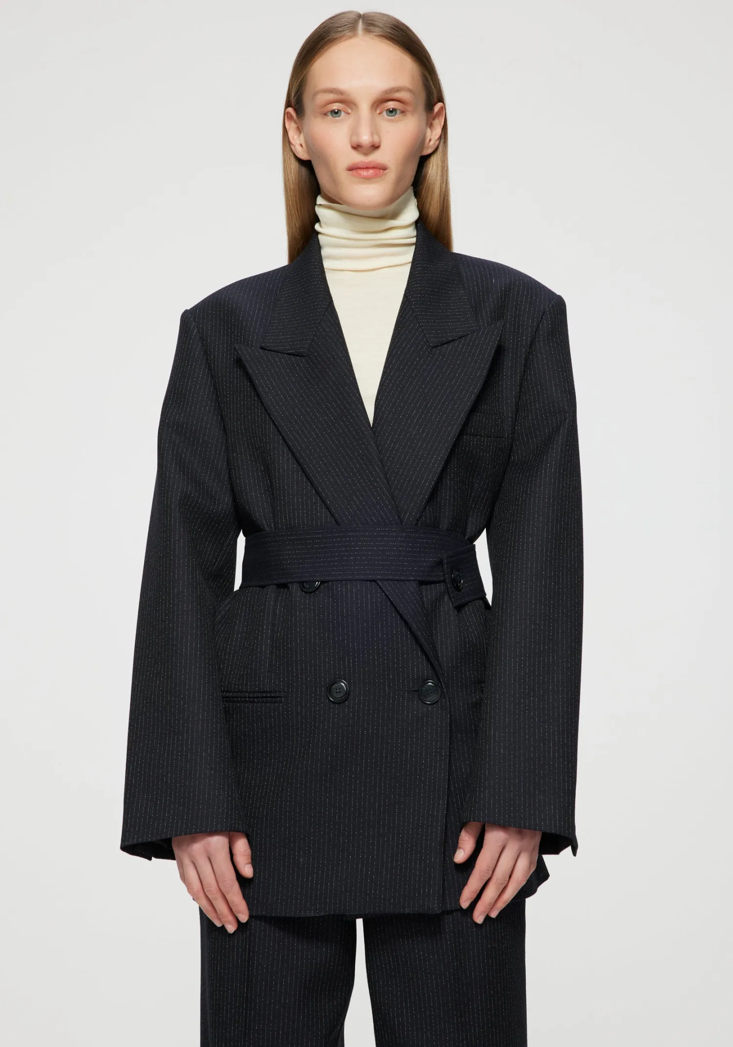 New RÓHE DOUBLE BREASTED PINSTRIPE BLAZER