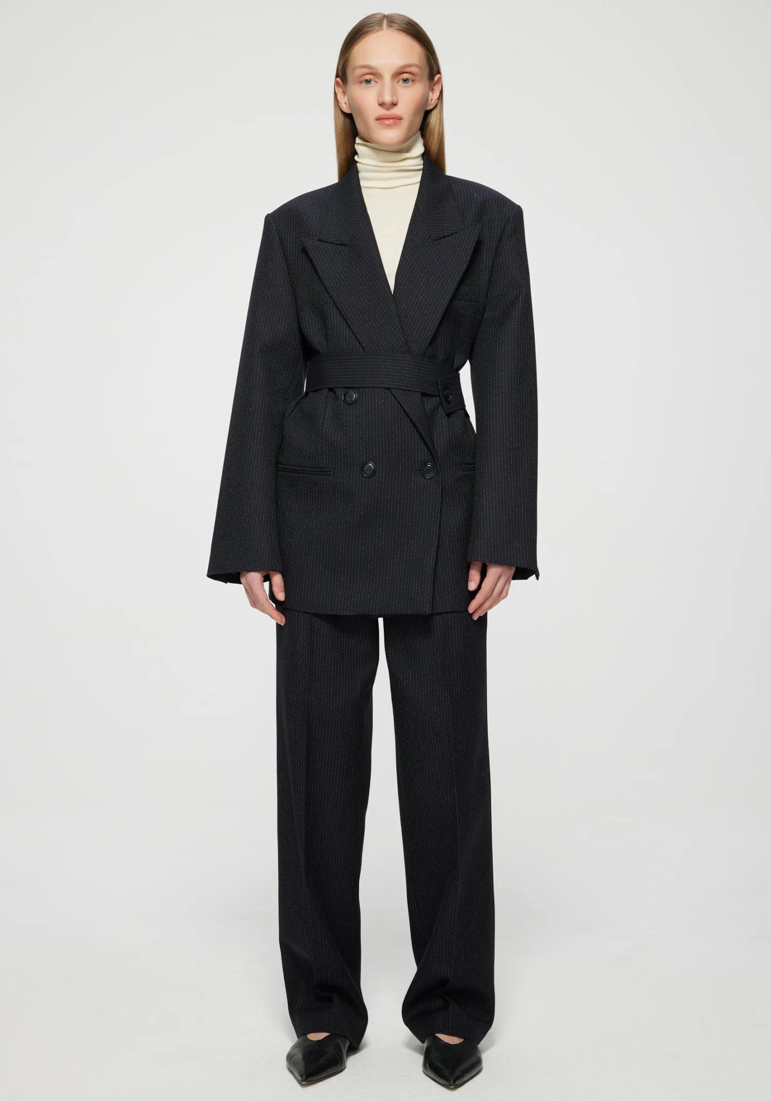 New RÓHE DOUBLE BREASTED PINSTRIPE BLAZER