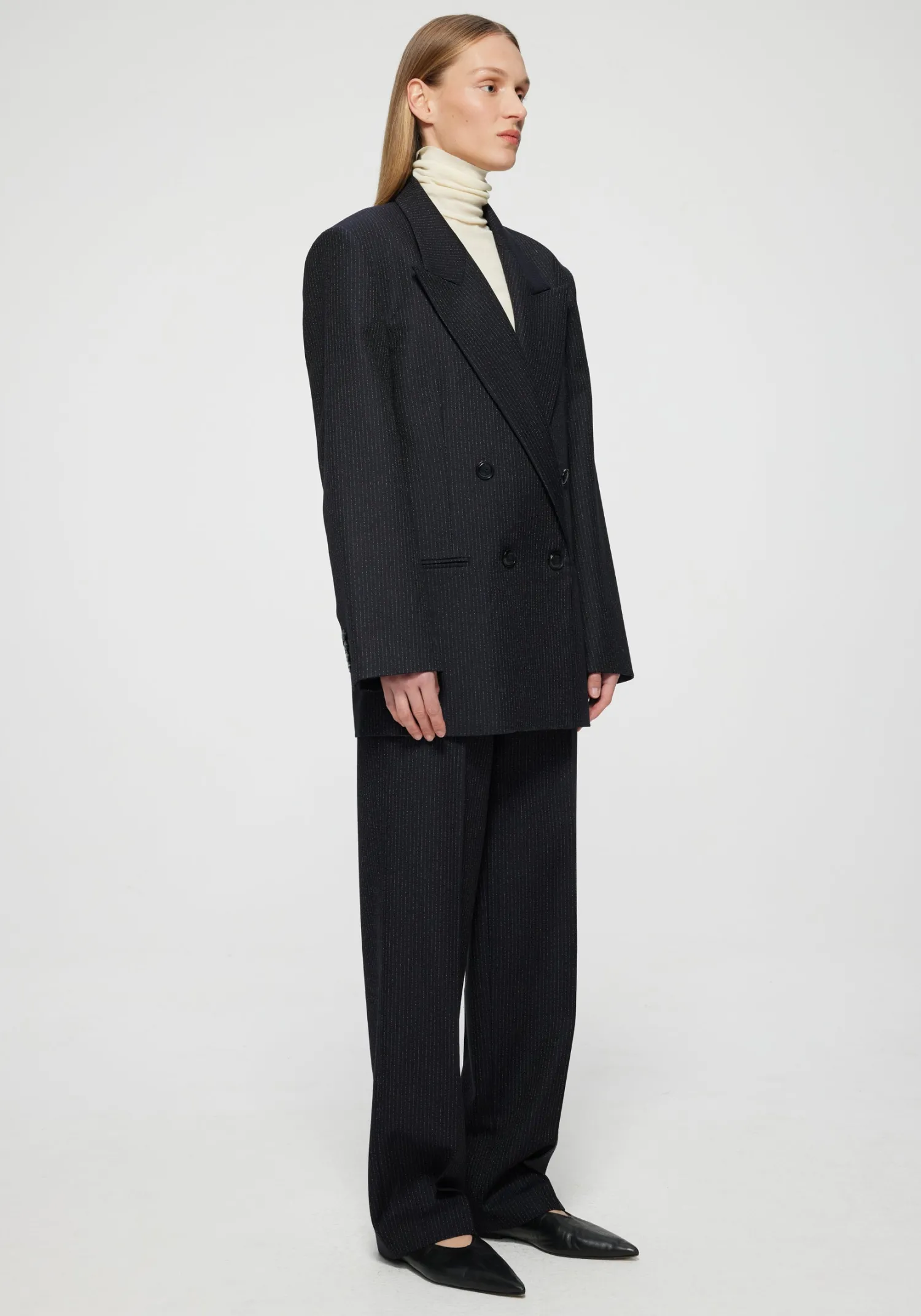 New RÓHE DOUBLE BREASTED PINSTRIPE BLAZER