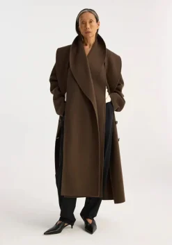 Outlet RÓHE DOUBLE-FACED WOOL SCARF COAT
