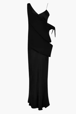 Fashion CHRISTOPHER ESBER DRIFTED SILK SIDE TIE DRESS Black