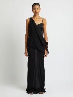 Fashion CHRISTOPHER ESBER DRIFTED SILK SIDE TIE DRESS Black