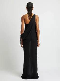 Fashion CHRISTOPHER ESBER DRIFTED SILK SIDE TIE DRESS Black