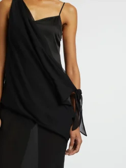 Fashion CHRISTOPHER ESBER DRIFTED SILK SIDE TIE DRESS Black