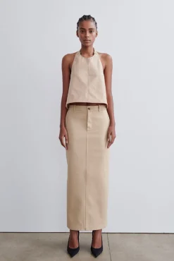 Flash Sale WARDROBE.NYC DRILL COLUMN SKIRT Khaki