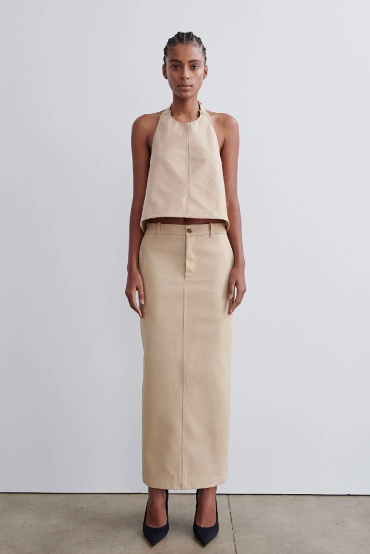 Flash Sale WARDROBE.NYC DRILL COLUMN SKIRT Khaki