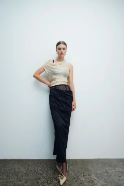 Outlet SIR DUNYA DRAPED SKIRT Black