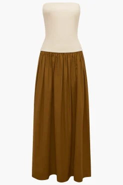 Clearance ESSE DUO STRAPLESS KNIT COTTON DRESS Light/Olive