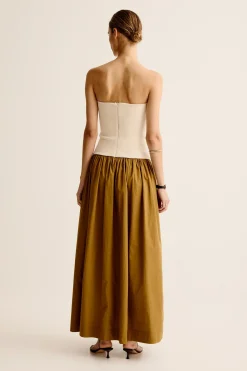 Clearance ESSE DUO STRAPLESS KNIT COTTON DRESS Light/Olive