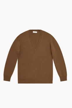 Fashion COURTNEY ZHENG ELVA V-NECK CASHMERE WOOL SWEATER Khaki