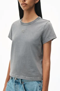 Outlet ALEXANDERWANG.T ESSENTIAL JSY SHRUNK TEE W/PUFF LOGO & BOUND NECK