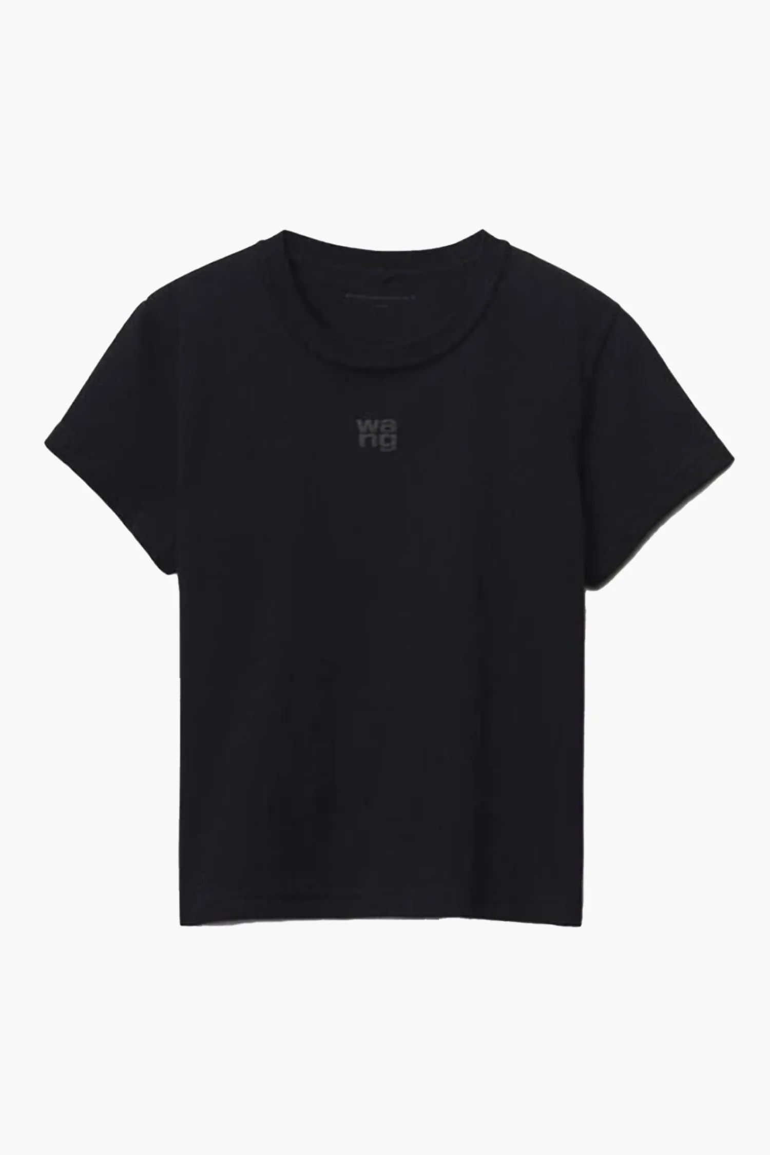 Fashion Alexander Wang ESSENTIAL JSY SHRUNK TEE W/PUFF LOGO & BOUND NECK