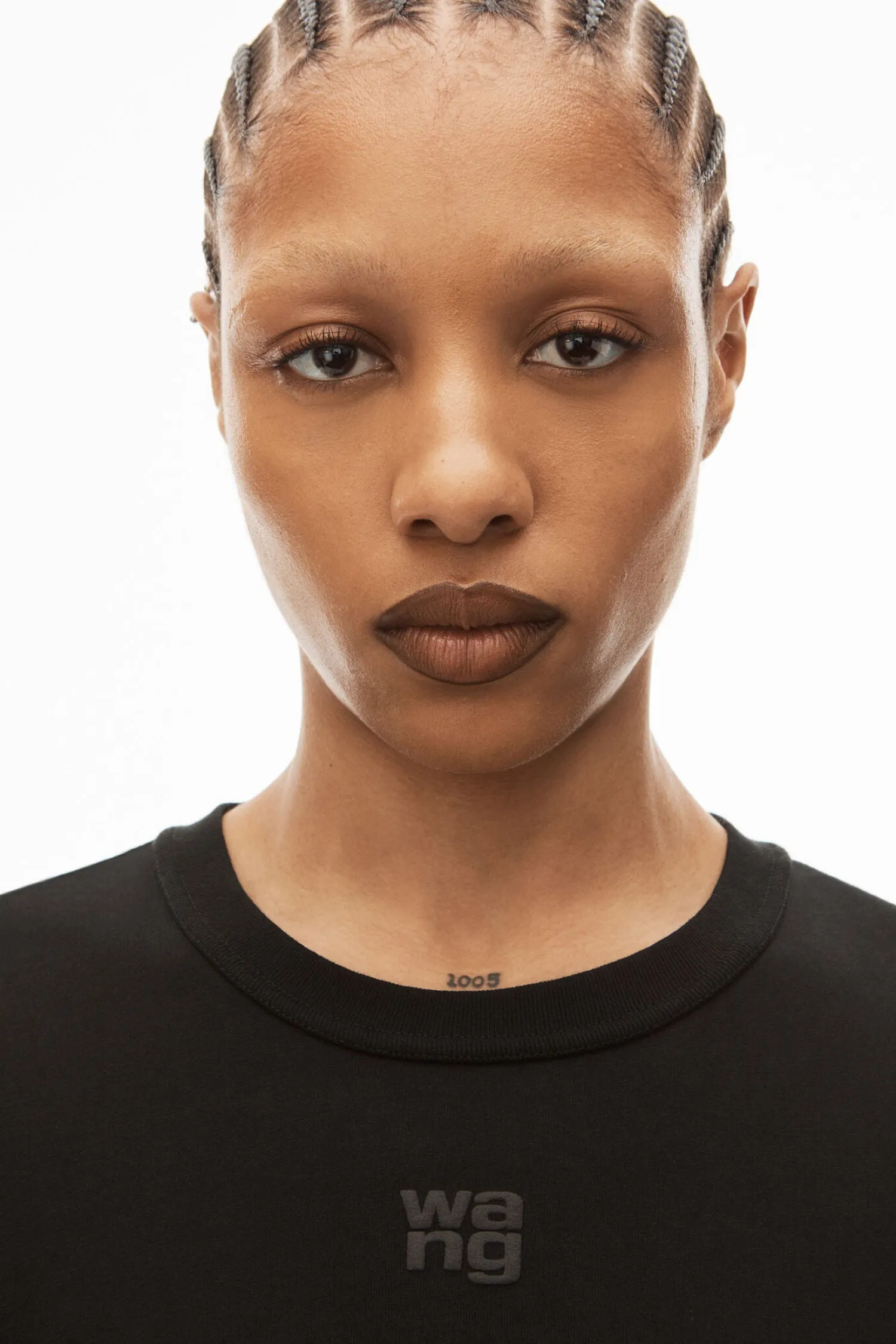 Fashion Alexander Wang ESSENTIAL JSY SHRUNK TEE W/PUFF LOGO & BOUND NECK