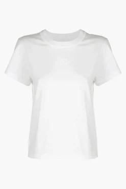 Fashion ALEXANDERWANG.T ESSENTIAL JSY SHRUNK TEE W/PUFF LOGO & BOUND NECK White