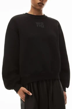 Fashion ALEXANDERWANG.T ESSENTIAL TERRY CREW SWEATSHIRT WITH PUFF PAINT LOGO