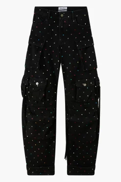 Online THE ATTICO FERN BLACK DENIM LONG PANTS BlackHotfixedStud
