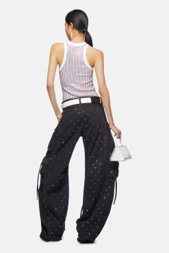 Online THE ATTICO FERN BLACK DENIM LONG PANTS BlackHotfixedStud