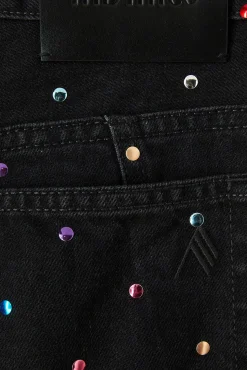 Online THE ATTICO FERN BLACK DENIM LONG PANTS BlackHotfixedStud