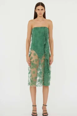 Discount CHRISTOPHER ESBER FLOATING LACE STRAPLESS DRESS Evergreen